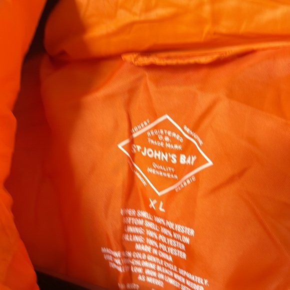 New men Sz XL packable puffer zip up orange casual light travel jacket coat - Picture 8 of 10